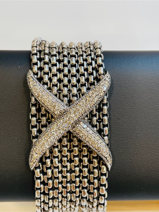 David Yurman Jewelry - David Yurman Sterling Silver And Diamond Eight Row X Bracelet
